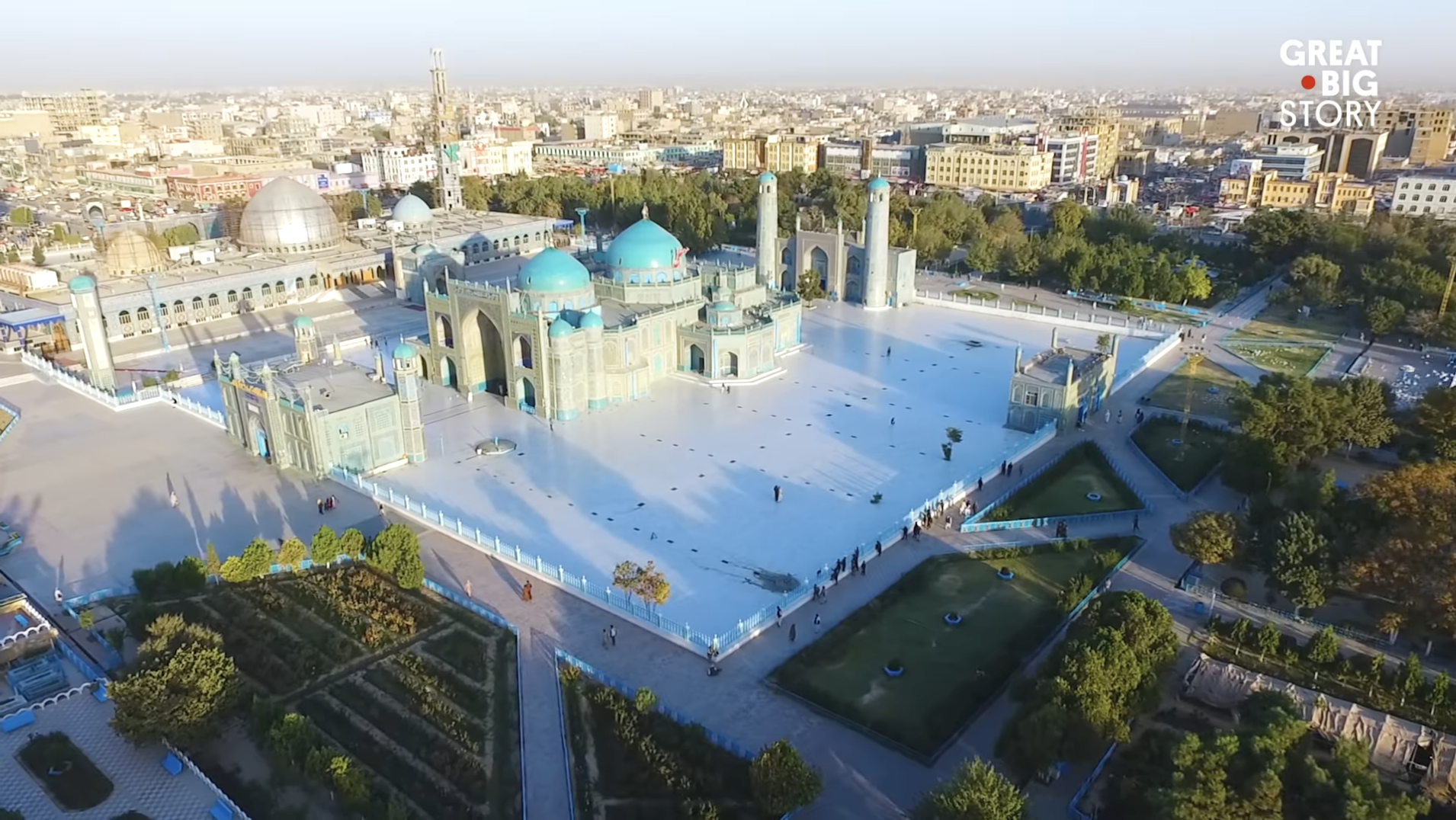 Frame from Afghanistan’s Blue Mosque Is Surrounded by White Doves